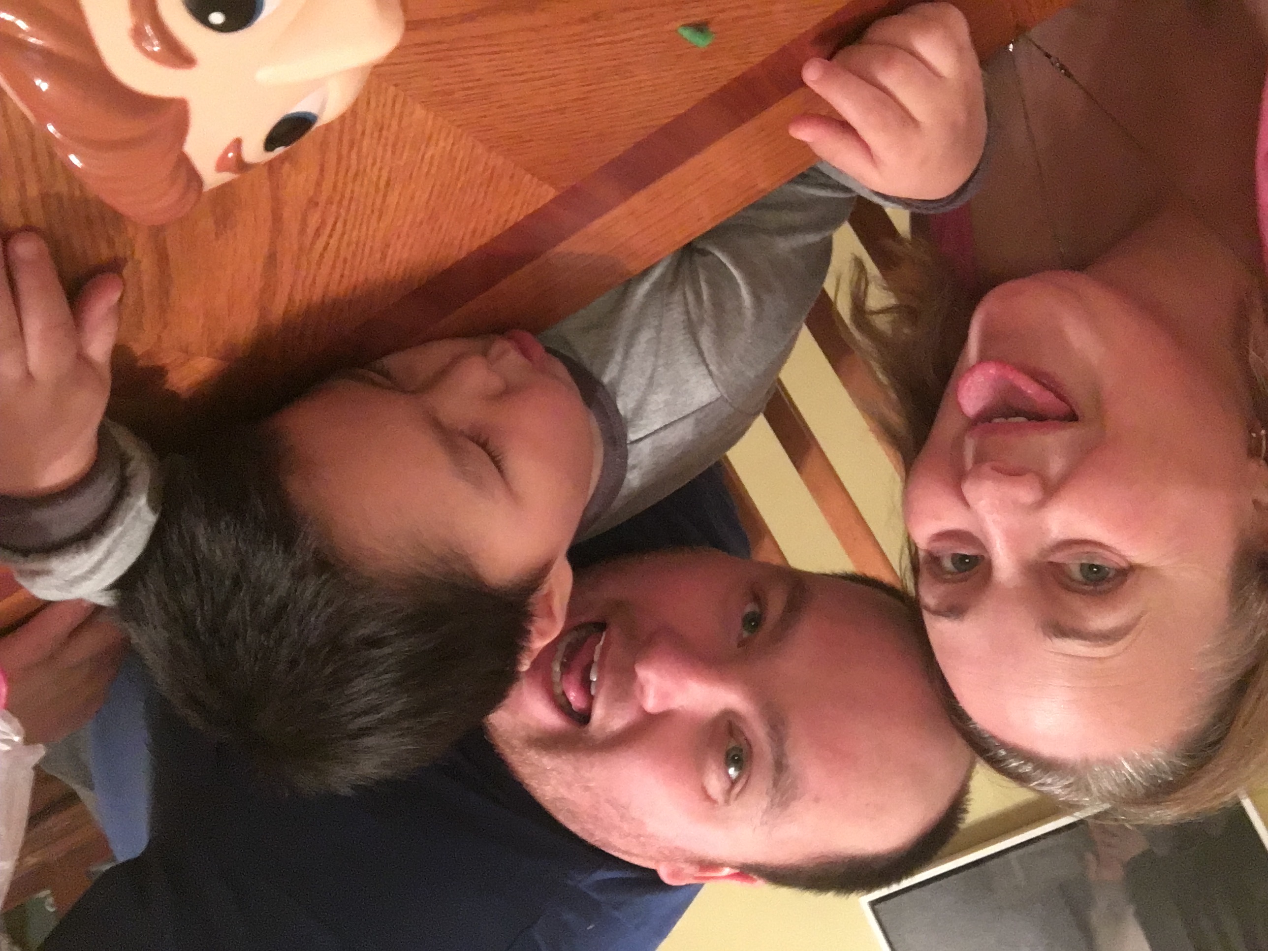 Young Lucas asleep at the dinner table