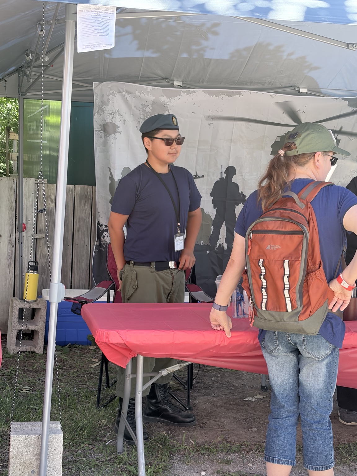 Lucas volunteering at a military museum fundraiser